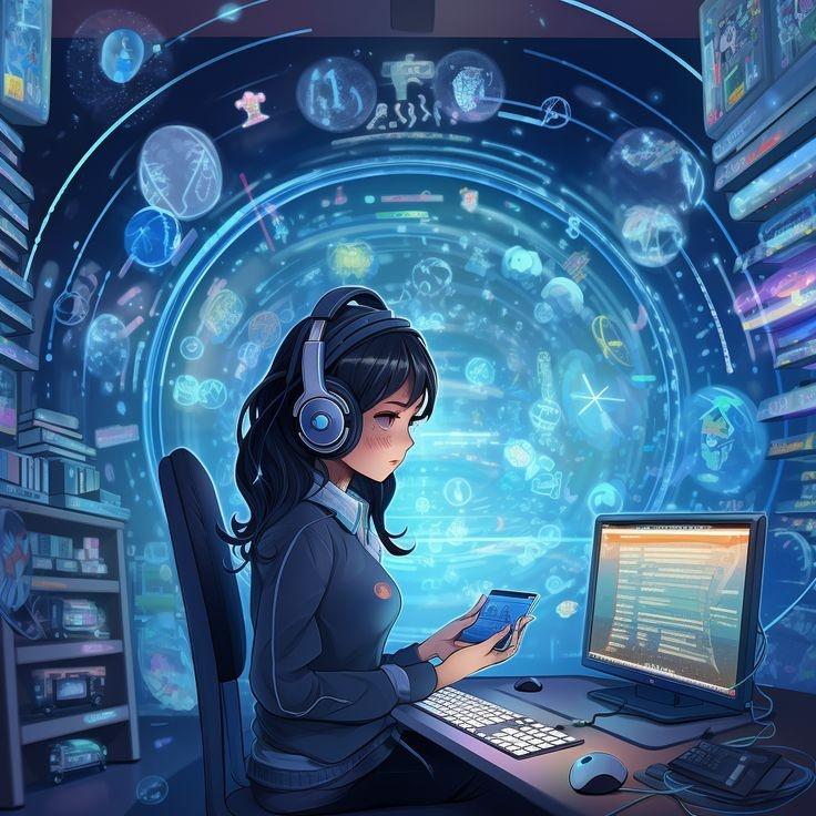 Mobile app project planning workspace with devices and development tools